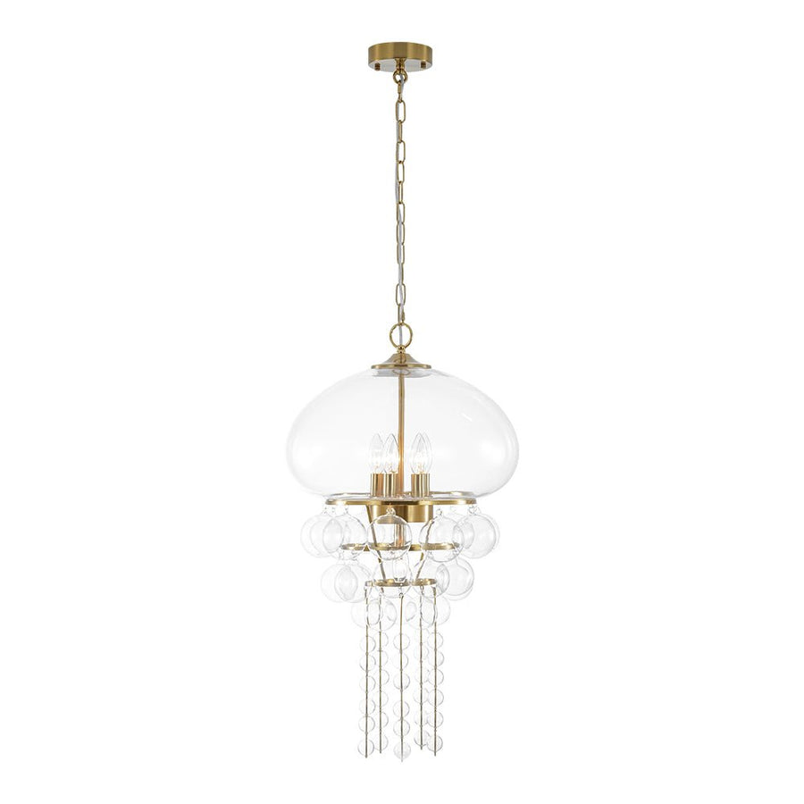 LightFixturesUSA - Art Deco Brass Tiered Clear Glass Jellyfish Style Chandelier - Chandelier - Brass - 