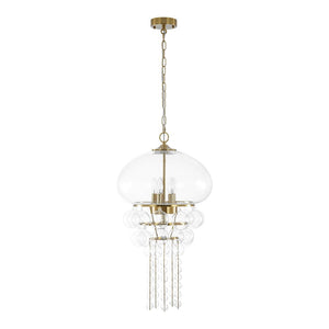 LightFixturesUSA - Art Deco Brass Tiered Clear Glass Jellyfish Style Chandelier - Chandelier - Brass - 
