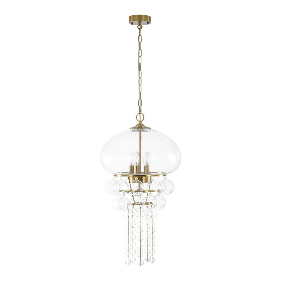 LightFixturesUSA - Art Deco Brass Tiered Clear Glass Jellyfish Style Chandelier - Chandelier - Brass - 