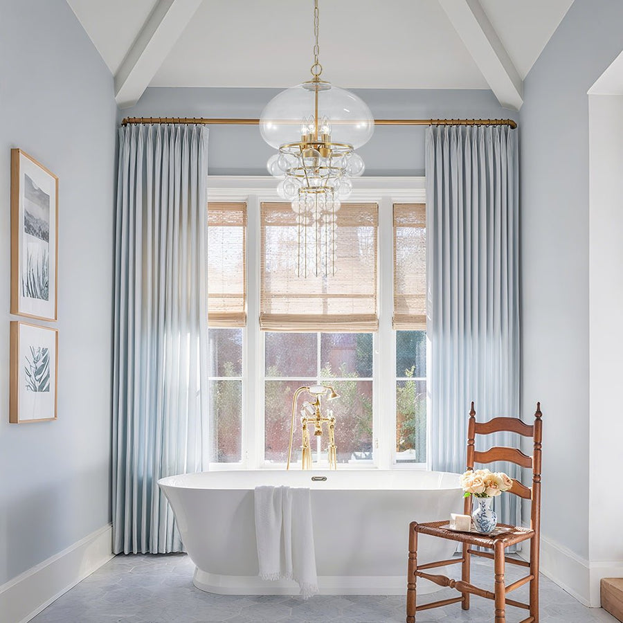 LightFixturesUSA - Art Deco Brass Tiered Clear Glass Jellyfish Style Chandelier - Chandelier - Brass - 