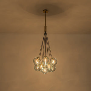 LightFixturesUSA-Art Deco Cluster Blue Tinted Glass Globe Bubble Chandelier-Chandelier-13-Lt-