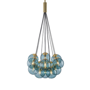 LightFixturesUSA-Art Deco Cluster Blue Tinted Glass Globe Bubble Chandelier-Chandelier-13-Lt-