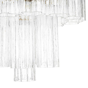 LightFixturesUSA - Art Deco Cluster Glass Textured Tube Round Tiered Chandelier - Chandelier - Brass - 
