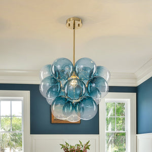 LightFixturesUSA - Art Deco Color 1 - Light Cluster Glass Globe Bubble Chandelier - Chandelier - Blue Bubble - 