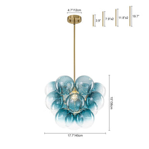 LightFixturesUSA - Art Deco Color 1 - Light Cluster Glass Globe Bubble Chandelier - Chandelier - Green Bubble - 