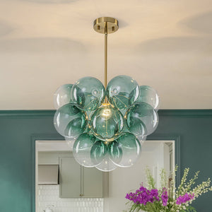 LightFixturesUSA - Art Deco Color 1 - Light Cluster Glass Globe Bubble Chandelier - Chandelier - Green Bubble - 