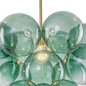 LightFixturesUSA - Art Deco Color 1 - Light Cluster Glass Globe Bubble Chandelier - Chandelier - Green Bubble - 