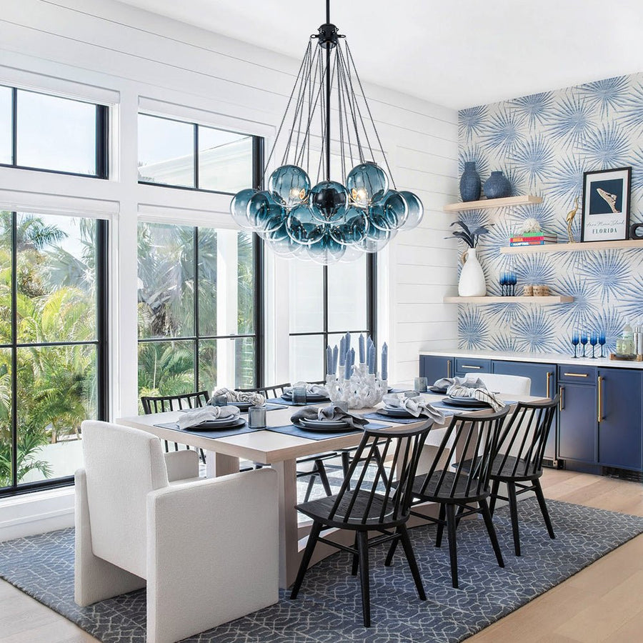 LightFixturesUSA - Art Deco Color Cluster Glass Globe Bubble Chandelier - Chandelier - Blue - 