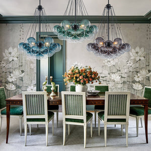 LightFixturesUSA - Art Deco Color Cluster Glass Globe Bubble Chandelier - Chandelier - Blue - 