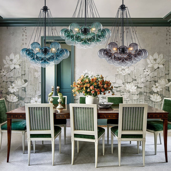 LightFixturesUSA - Art Deco Color Cluster Glass Globe Bubble Chandelier - Chandelier - Blue - 