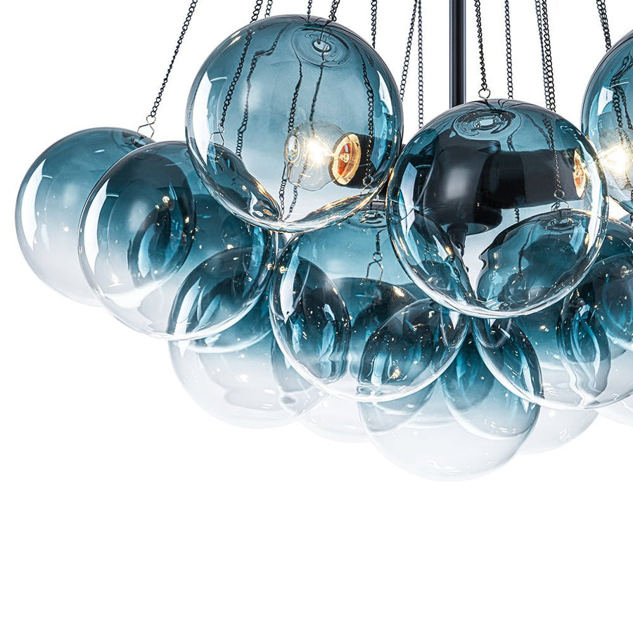 LightFixturesUSA - Art Deco Color Cluster Glass Globe Bubble Chandelier - Chandelier - Blue - 