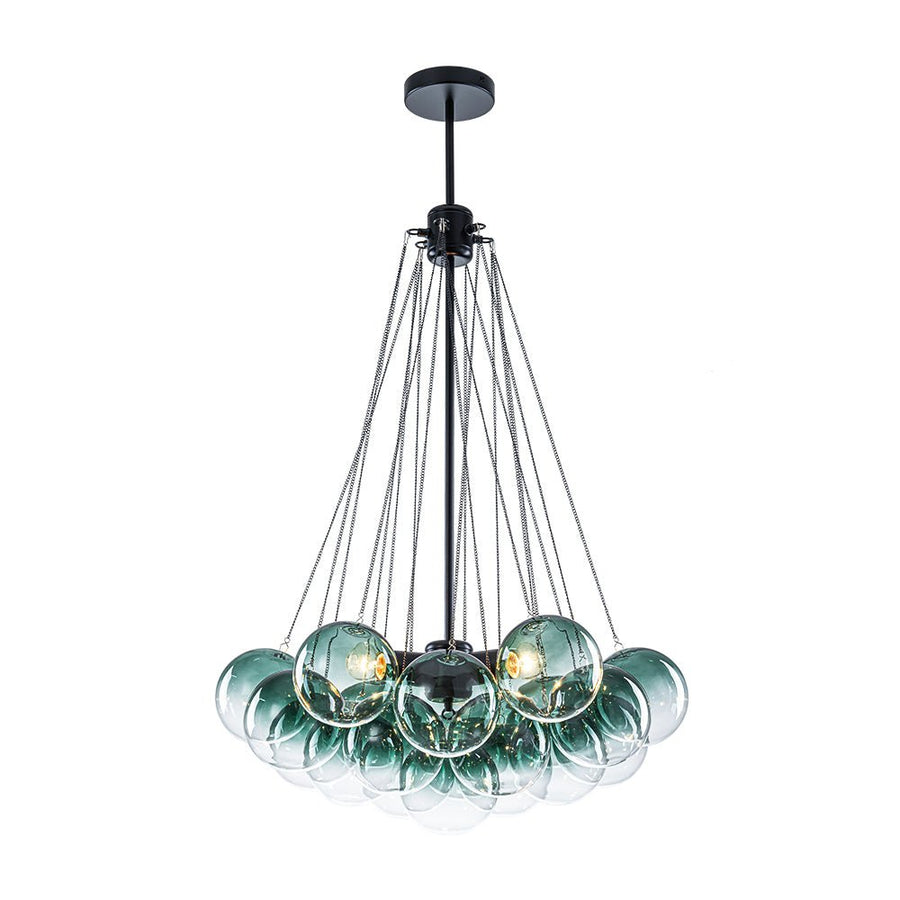 LightFixturesUSA - Art Deco Color Cluster Glass Globe Bubble Chandelier - Chandelier - Green - 