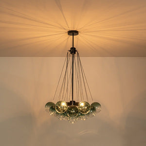 LightFixturesUSA - Art Deco Color Cluster Glass Globe Bubble Chandelier - Chandelier - Green - 