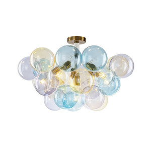 LightFixturesUSA - Art Deco Colorful Glass Cluster Bubble Semi Flush Chandelier - Chandelier - 24.8 in - 