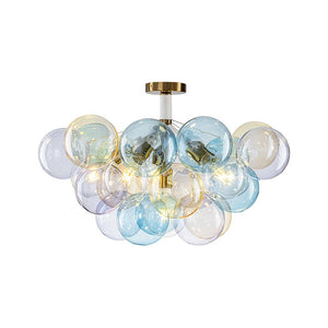 LightFixturesUSA - Art Deco Colorful Glass Cluster Bubble Semi Flush Chandelier - Chandelier - 24.8 in - 