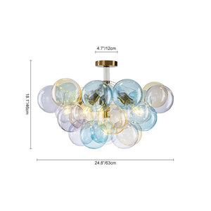 LightFixturesUSA - Art Deco Colorful Glass Cluster Bubble Semi Flush Chandelier - Chandelier - 24.8 in - 