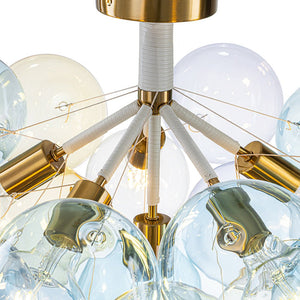 LightFixturesUSA - Art Deco Colorful Glass Cluster Bubble Semi Flush Chandelier - Chandelier - 24.8 in - 