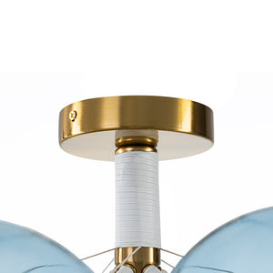 LightFixturesUSA - Art Deco Colorful Glass Cluster Bubble Semi Flush Chandelier - Chandelier - 24.8 in - 