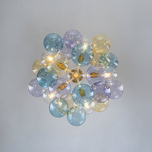LightFixturesUSA - Art Deco Colorful Glass Cluster Bubble Semi Flush Chandelier - Chandelier - 24.8 in - 