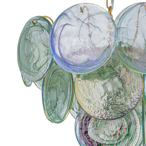LightFixturesUSA - Art Deco Green Iridescent Swirl Glass Tiered Chandelier - Chandelier - Medium - 
