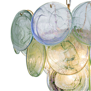 LightFixturesUSA - Art Deco Green Iridescent Swirl Glass Tiered Chandelier - Chandelier - Medium - 
