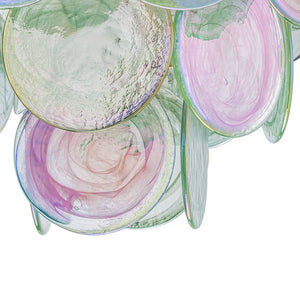 LightFixturesUSA - Art Deco Green Iridescent Swirl Glass Tiered Chandelier - Chandelier - Medium - 