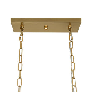 LightFixturesUSA - Art Deco Luxury Brass Crystal Linear Cage Island Chandelier - Chandelier - Brass - 