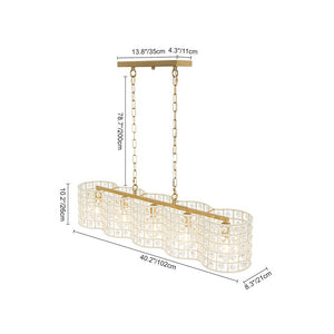 LightFixturesUSA - Art Deco Luxury Brass Crystal Linear Cage Island Chandelier - Chandelier - Brass - 