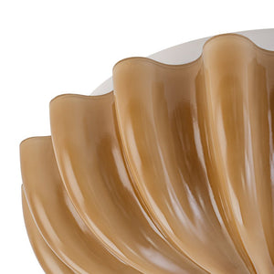 LightFixturesUSA - Art Deco Pleated Flower Shine Glass Semi Flush Mount - Ceiling Light - Brown - 