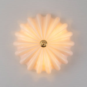 LightFixturesUSA - Art Deco Pleated Flower Shine Glass Semi Flush Mount - Ceiling Light - Pink - 