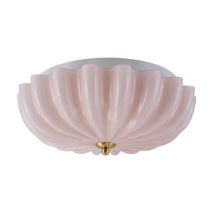 LightFixturesUSA - Art Deco Pleated Flower Shine Glass Semi Flush Mount - Ceiling Light - Pink - 