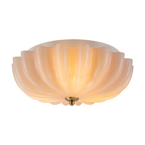 LightFixturesUSA - Art Deco Pleated Flower Shine Glass Semi Flush Mount - Ceiling Light - Pink - 