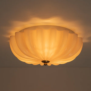 LightFixturesUSA - Art Deco Pleated Flower Shine Glass Semi Flush Mount - Ceiling Light - Pink - 