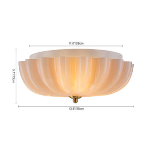 LightFixturesUSA - Art Deco Pleated Flower Shine Glass Semi Flush Mount - Ceiling Light - Pink - 