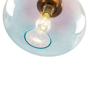 LightFixturesUSA-Art Deco Rainbow 1-Light Colored Glass Kids Semi Flush Mount-Ceiling Light-13.8 in-