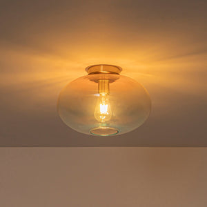 LightFixturesUSA-Art Deco Rainbow 1-Light Colored Glass Kids Semi Flush Mount-Ceiling Light-13.8 in-