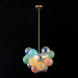 LightFixturesUSA-Art Deco Rainbow Cluster Colorful Glass Bubble Kids Chandelier-Chandelier-18.9 in-