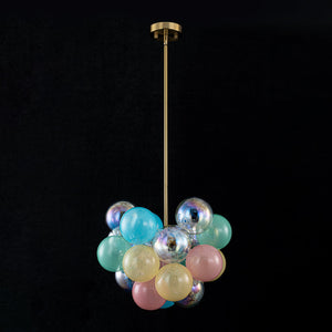 LightFixturesUSA-Art Deco Rainbow Cluster Colorful Glass Bubble Kids Chandelier-Chandelier-18.9 in-