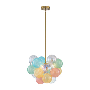 LightFixturesUSA-Art Deco Rainbow Cluster Colorful Glass Bubble Kids Chandelier-Chandelier-18.9 in-