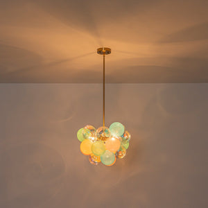 LightFixturesUSA-Art Deco Rainbow Cluster Colorful Glass Bubble Kids Chandelier-Chandelier-18.9 in-