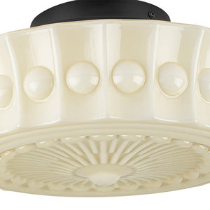 LightFixturesUSA - Art Deco Sculptural Milk Glass Schoolhouse LED Ceiling Light - Ceiling Light - 13.8 in - 