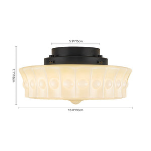 LightFixturesUSA - Art Deco Sculptural Milk Glass Schoolhouse LED Ceiling Light - Ceiling Light - 13.8 in - 