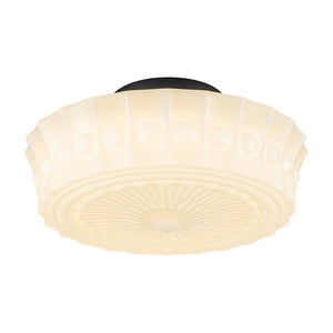 LightFixturesUSA - Art Deco Sculptural Milk Glass Schoolhouse LED Ceiling Light - Ceiling Light - 13.8 in - 