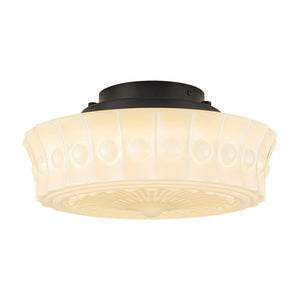 LightFixturesUSA - Art Deco Sculptural Milk Glass Schoolhouse LED Ceiling Light - Ceiling Light - 13.8 in - 