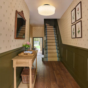 LightFixturesUSA - Art Deco Sculptural Milk Glass Schoolhouse LED Ceiling Light - Ceiling Light - 13.8 in - 