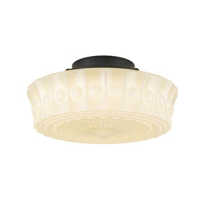 LightFixturesUSA - Art Deco Sculptural Milk Glass Schoolhouse LED Ceiling Light - Ceiling Light - 13.8 in - 