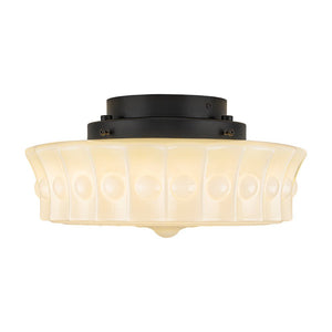 LightFixturesUSA - Art Deco Sculptural Milk Glass Schoolhouse LED Ceiling Light - Ceiling Light - 13.8 in - 