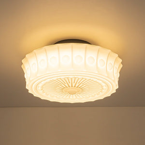 LightFixturesUSA - Art Deco Sculptural Milk Glass Schoolhouse LED Ceiling Light - Ceiling Light - 13.8 in - 