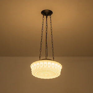 LightFixturesUSA - Art Deco Sculptural Milk Glass Schoolhouse LED Pendant - Pendant Light - 13.8 in - 