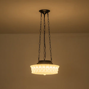 LightFixturesUSA - Art Deco Sculptural Milk Glass Schoolhouse LED Pendant - Pendant Light - 13.8 in - 